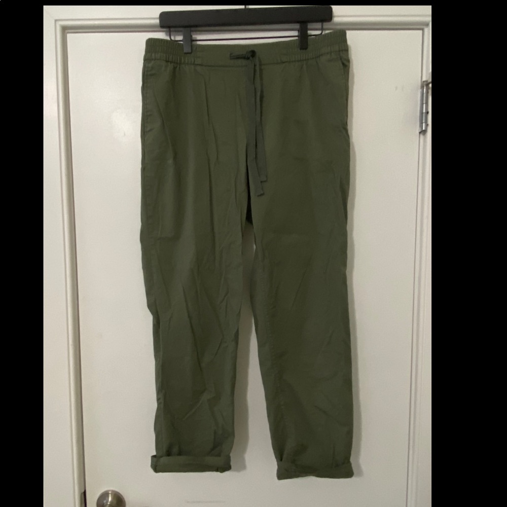 Loose cuffed ankle army green casual pants